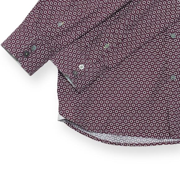 TED BAKER Modern Fit Button Up Shirt Wrinkle Resistant Work Night Out Red 15.5 - Picture 6 of 10